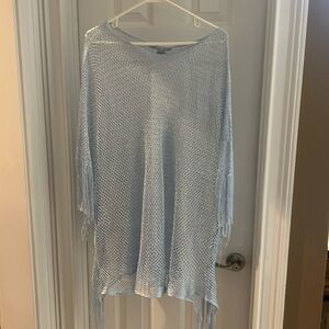 Cute cover up with fringe NWT shimmery blue NWOT one size